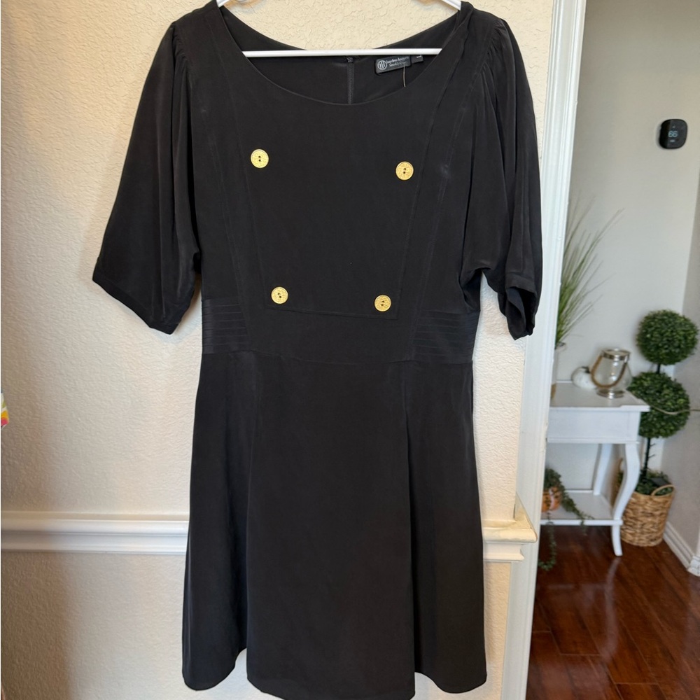 Large Hayden Harnett black silk dress. - Picture 10 of 11